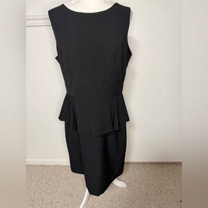 Ellen Tracy Black Peplum Midi Dress size 16